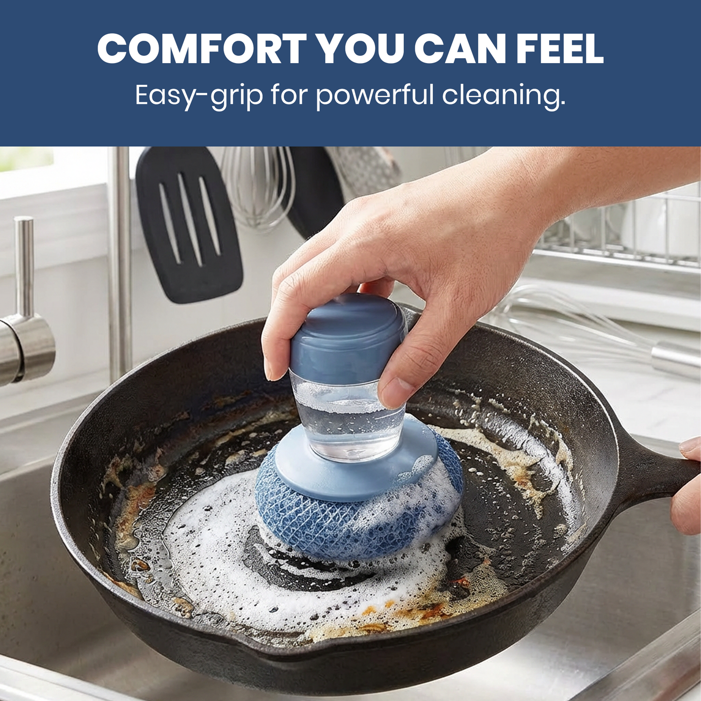 Comfort-Grip Dish Scrubber with Soap Control (Set)