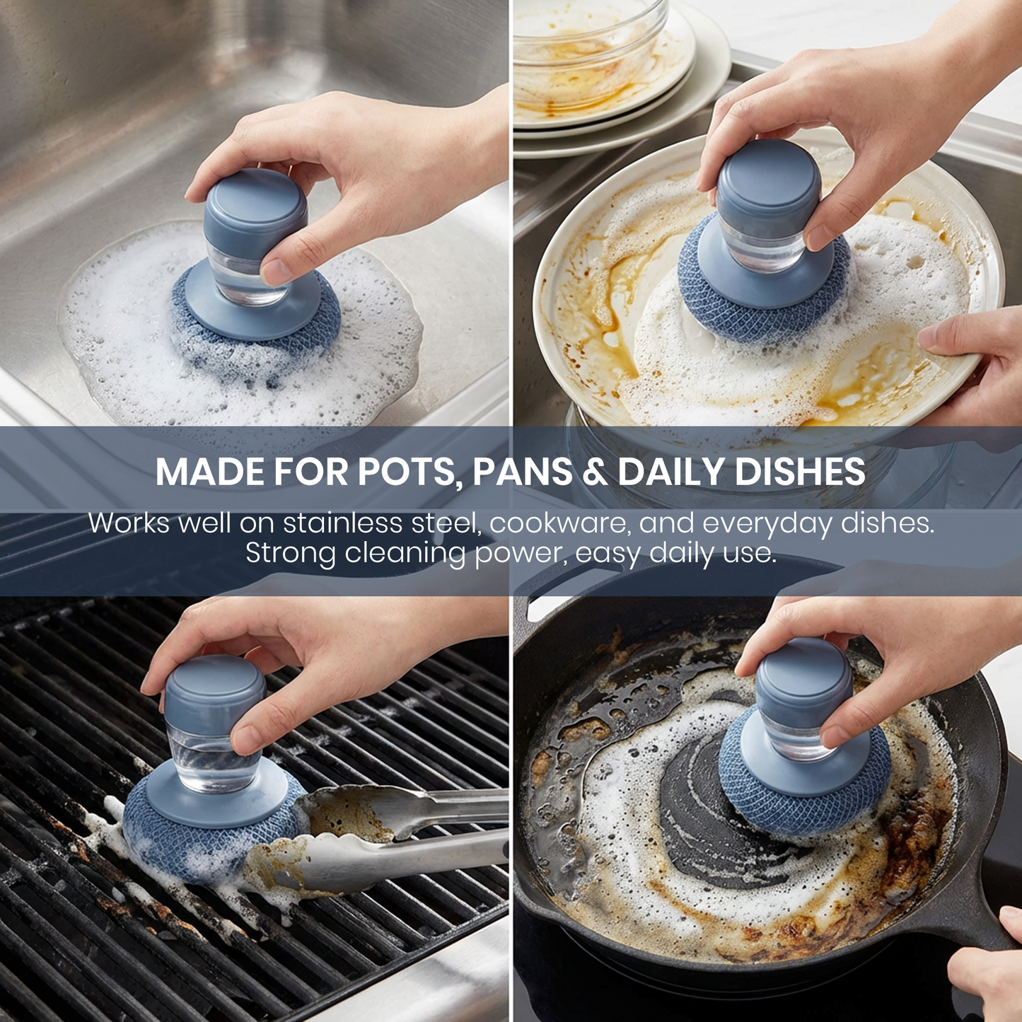 Comfort-Grip Dish Scrubber with Soap Control (Set)