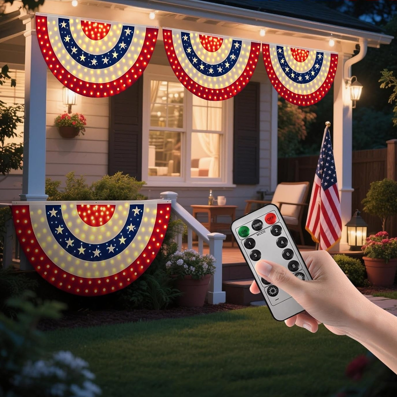 🏆Flash Sale-49% OFF⚡ 50K+ SOLD! 3 x 6 Ft LED Patriotic Bunting Banner for America's 250th