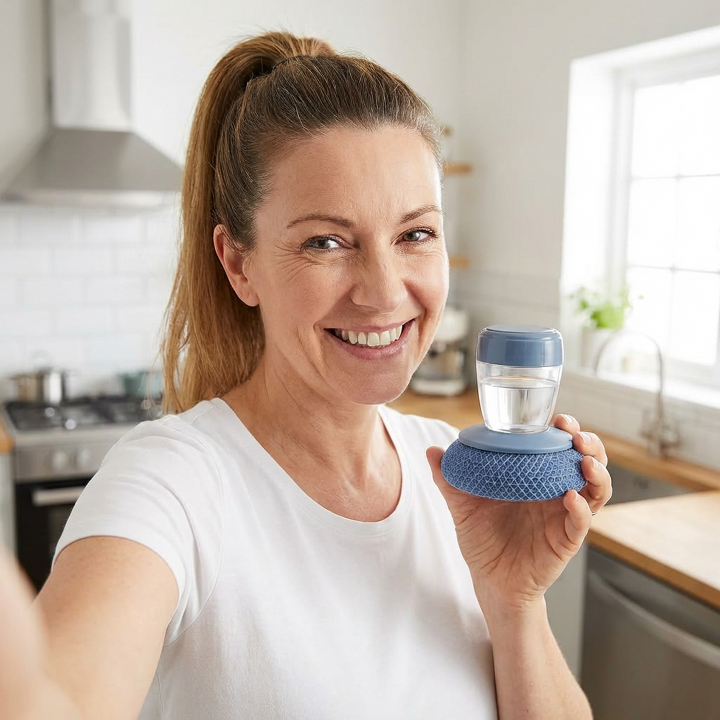 Comfort-Grip Dish Scrubber with Soap Control (Set)