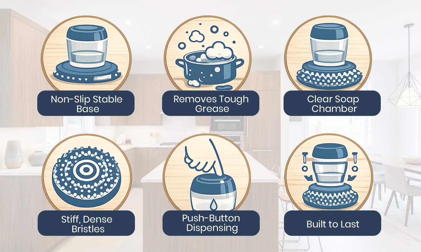 Comfort-Grip Dish Scrubber with Soap Control (Set)