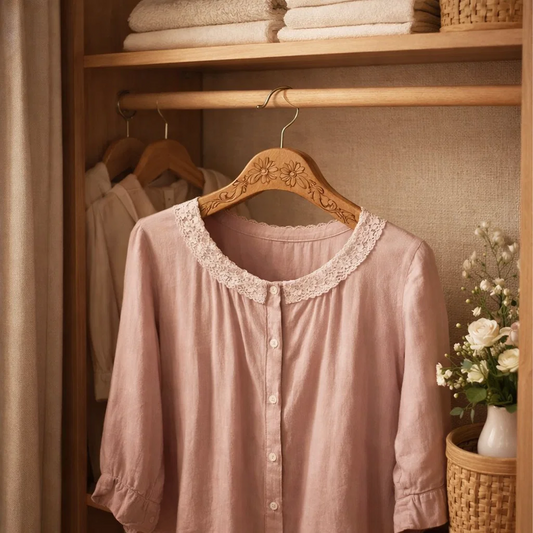 Floral Engraved Wooden Clothes Hanger with Metal Hook, Vintage Style Suit & Coat Hanger