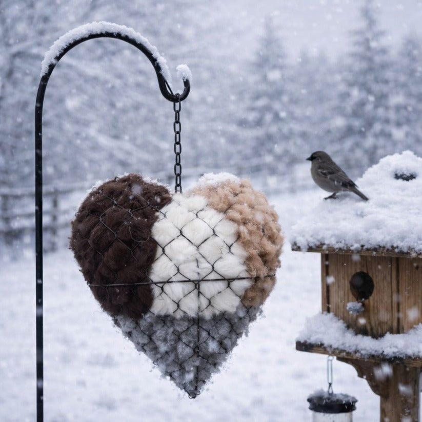 🕊️🏡Handmade Natural Alpaca Fiber Bird Nesting Heart❤️A Cozy Gift for Birds