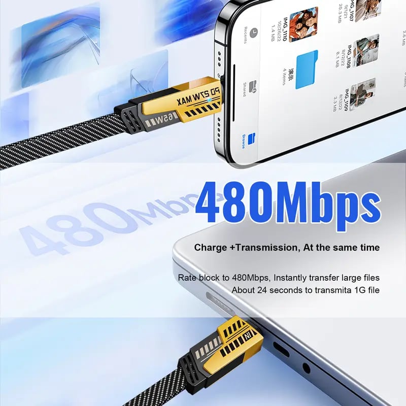 🔥Portable Fast Charger. Type C/USB A Dual Ports Adapter.4 in 1 Fast Charging Cable & Data Sync