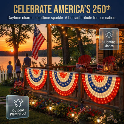 🏆Flash Sale-49% OFF⚡ 50K+ SOLD! 3 x 6 Ft LED Patriotic Bunting Banner for America's 250th