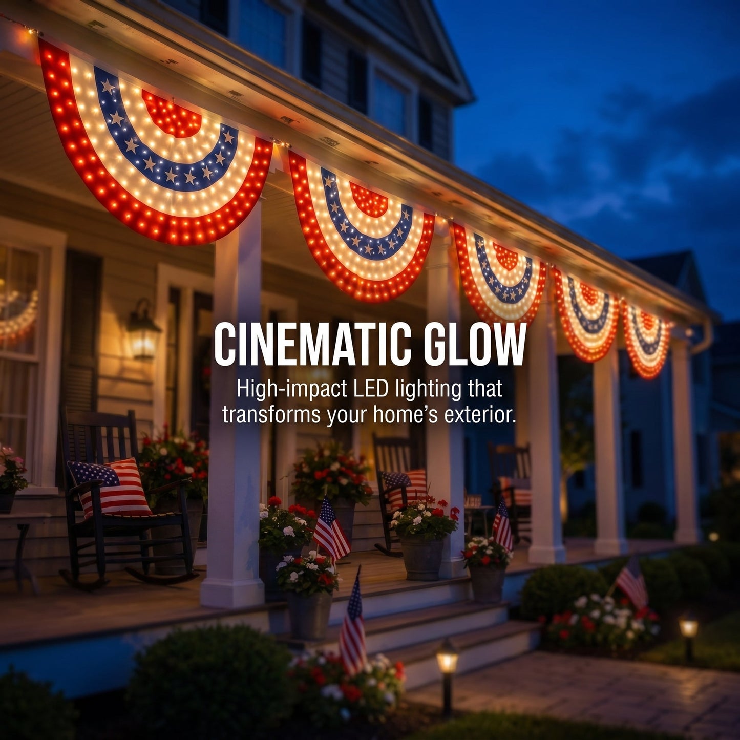 🏆Flash Sale-49% OFF⚡ 50K+ SOLD! 3 x 6 Ft LED Patriotic Bunting Banner for America's 250th