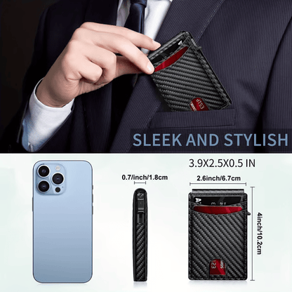 💼🔒Premium Aluminum RFID Blocking Minimalist Wallet for Men - Pop-Up Card Access. Money Clip & ID Window