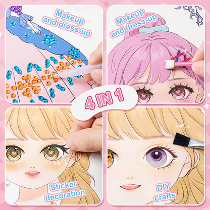 JSR Special Diamond Painting & Princess Book Makeup Craft Kits Foil Art Books Set Play on Paper
