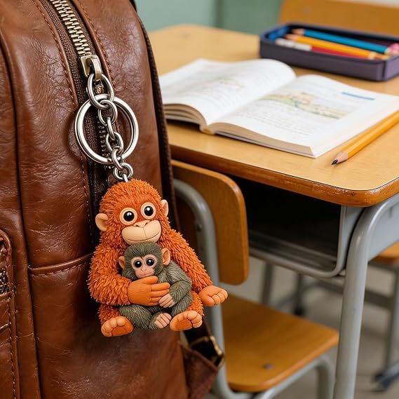 🐵💕Viral Punch Monkey Hugging Monkey Keychain - Emotional Gift for Animal Lovers. Family. Friends. Loved Ones🎁
