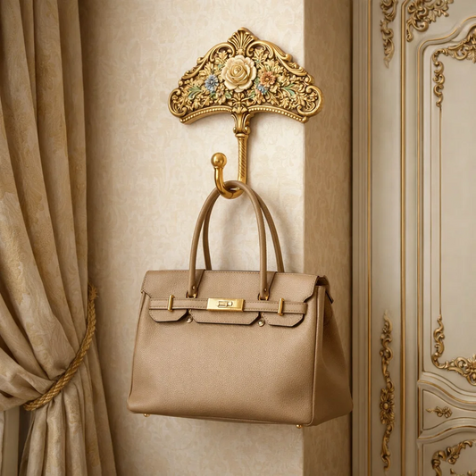 Vintage Floral Wall Hook, Antique Gold Decorative Coat & Towel Hook