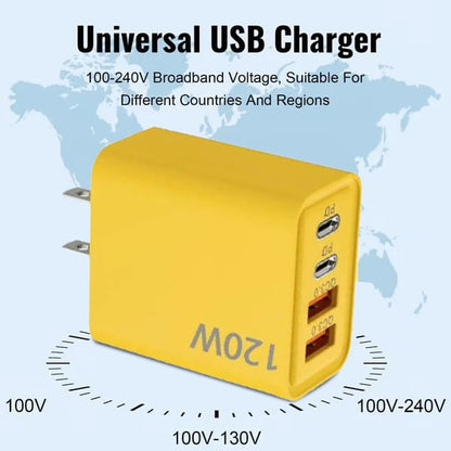 🔥Portable Fast Charger. Type C/USB A Dual Ports Adapter.4 in 1 Fast Charging Cable & Data Sync