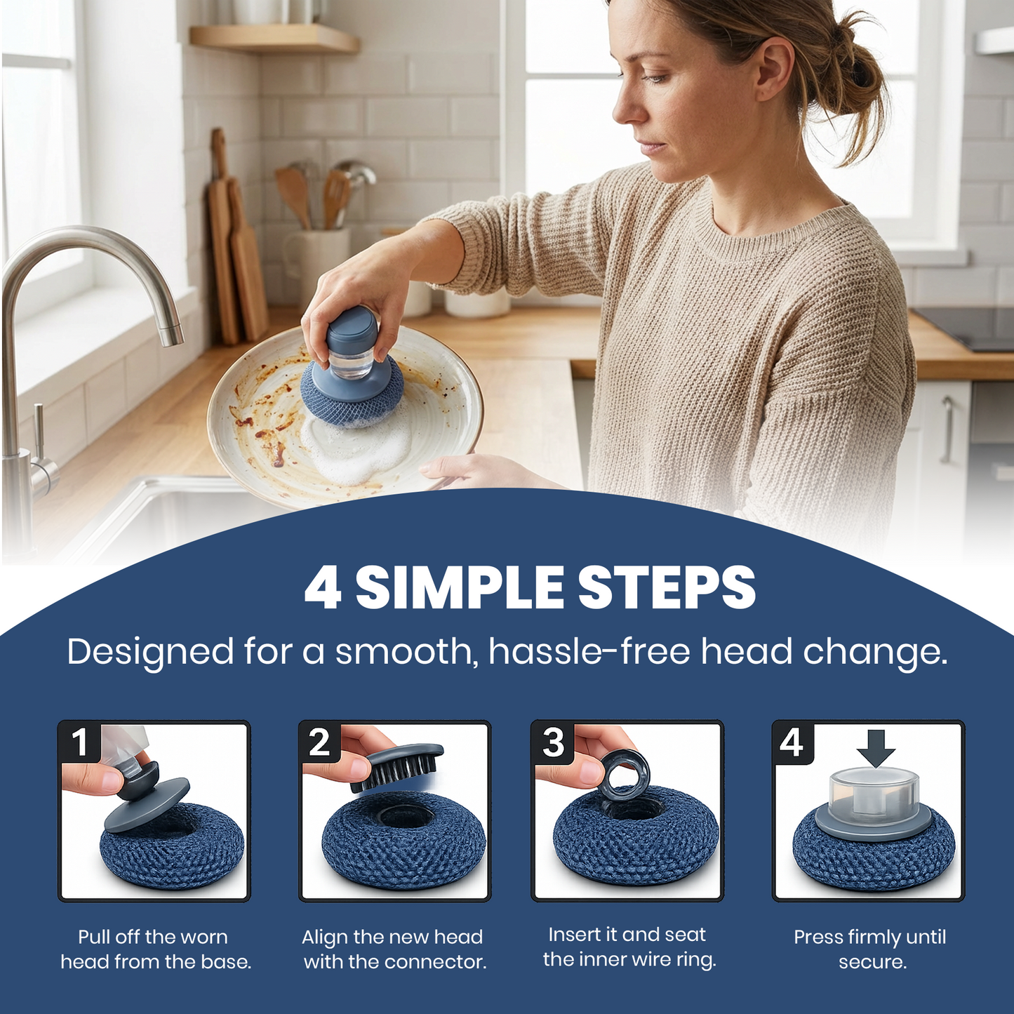 Comfort-Grip Dish Scrubber with Soap Control (Set)