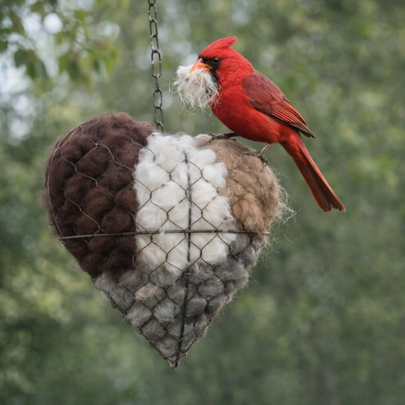 🕊️🏡Handmade Natural Alpaca Fiber Bird Nesting Heart❤️A Cozy Gift for Birds