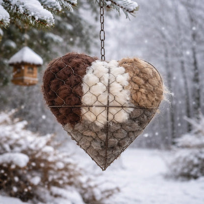 🕊️🏡Handmade Natural Alpaca Fiber Bird Nesting Heart❤️A Cozy Gift for Birds