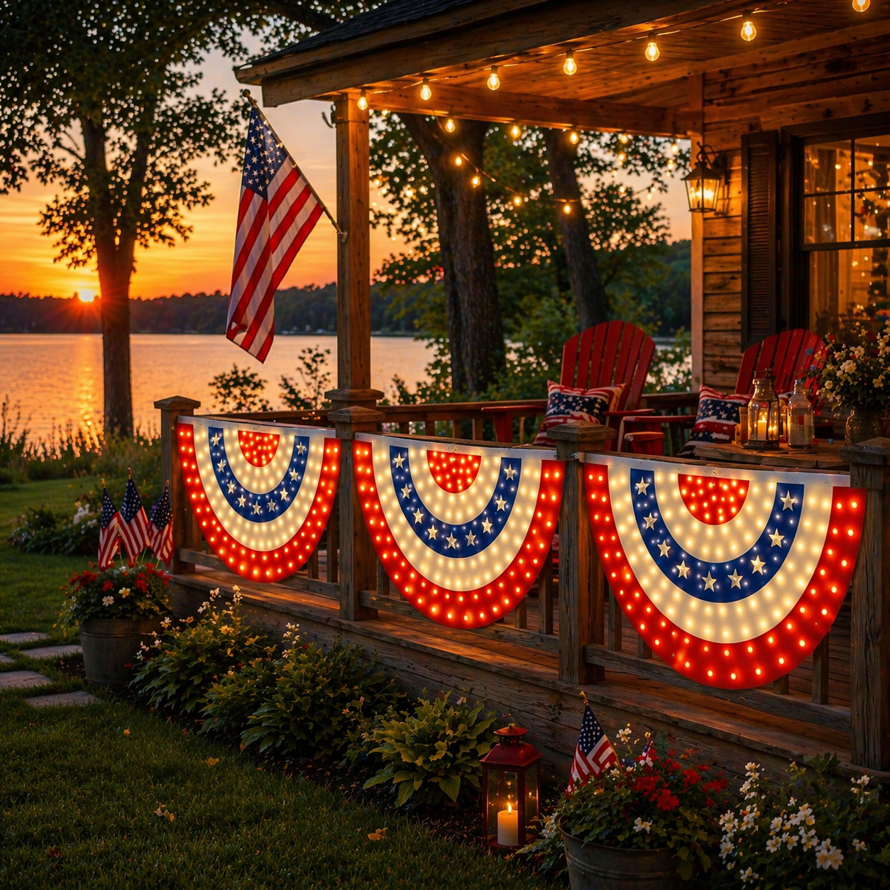 🏆Flash Sale-49% OFF⚡ 50K+ SOLD! 3 x 6 Ft LED Patriotic Bunting Banner for America's 250th