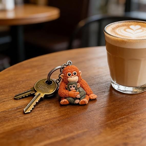 🐵💕Viral Punch Monkey Hugging Monkey Keychain - Emotional Gift for Animal Lovers. Family. Friends. Loved Ones🎁