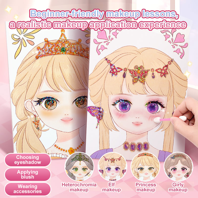 JSR Special Diamond Painting & Princess Book Makeup Craft Kits Foil Art Books Set Play on Paper