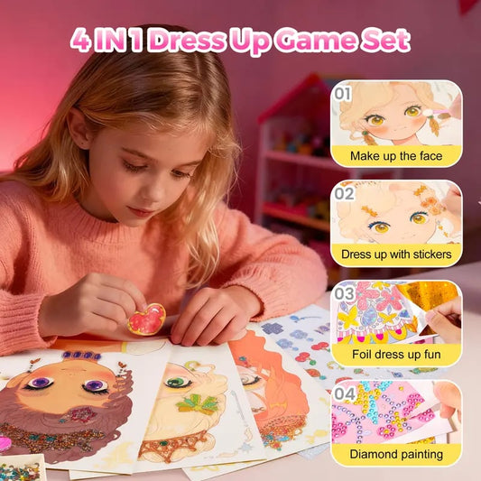 JSR Special Diamond Painting & Princess Book Makeup Craft Kits Foil Art Books Set Play on Paper
