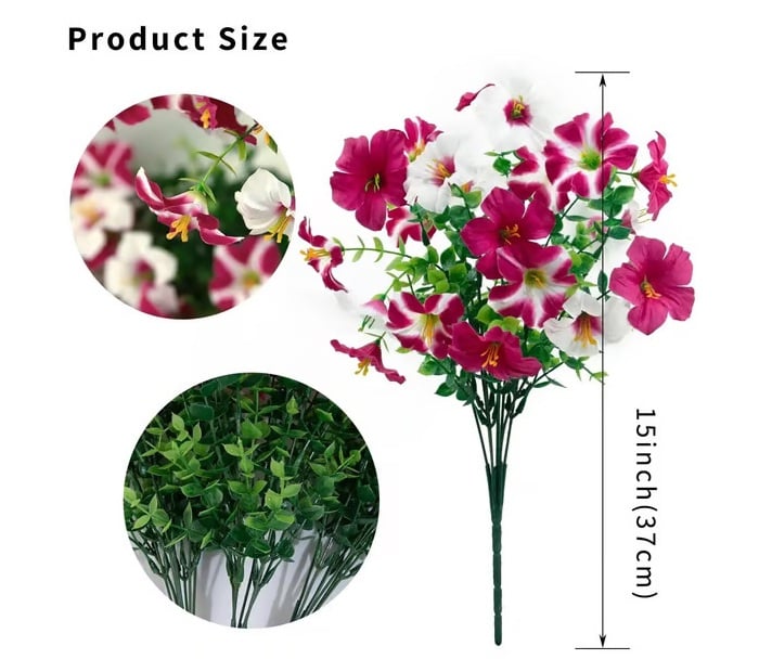 🌱Artificial Flowers for Outdoors.  Fake Outdoor Petunias UV Resistant (Zero Pollen Allergies)