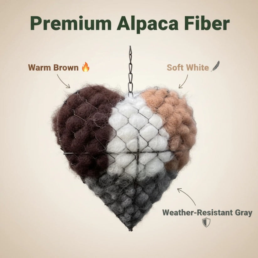 🕊️🏡Handmade Natural Alpaca Fiber Bird Nesting Heart❤️A Cozy Gift for Birds