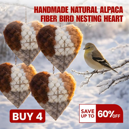 🕊️🏡Handmade Natural Alpaca Fiber Bird Nesting Heart❤️A Cozy Gift for Birds