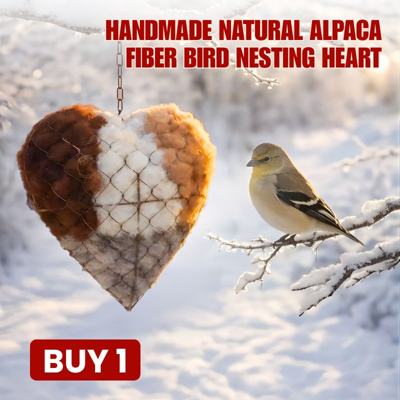 🕊️🏡Handmade Natural Alpaca Fiber Bird Nesting Heart❤️A Cozy Gift for Birds
