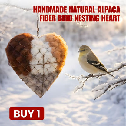 🕊️🏡Handmade Natural Alpaca Fiber Bird Nesting Heart❤️A Cozy Gift for Birds