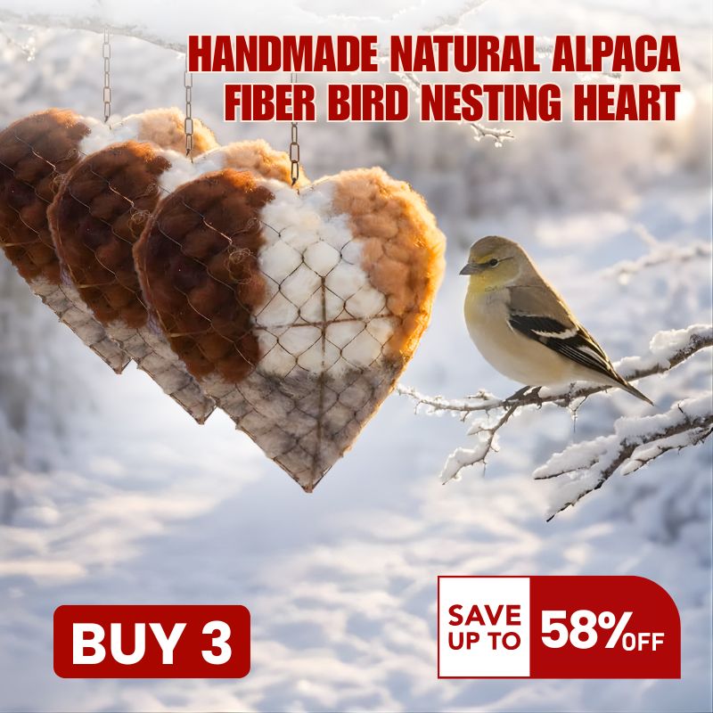 🕊️🏡Handmade Natural Alpaca Fiber Bird Nesting Heart❤️A Cozy Gift for Birds
