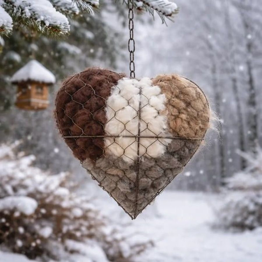 🕊️🏡Handmade Natural Alpaca Fiber Bird Nesting Heart❤️A Cozy Gift for Birds